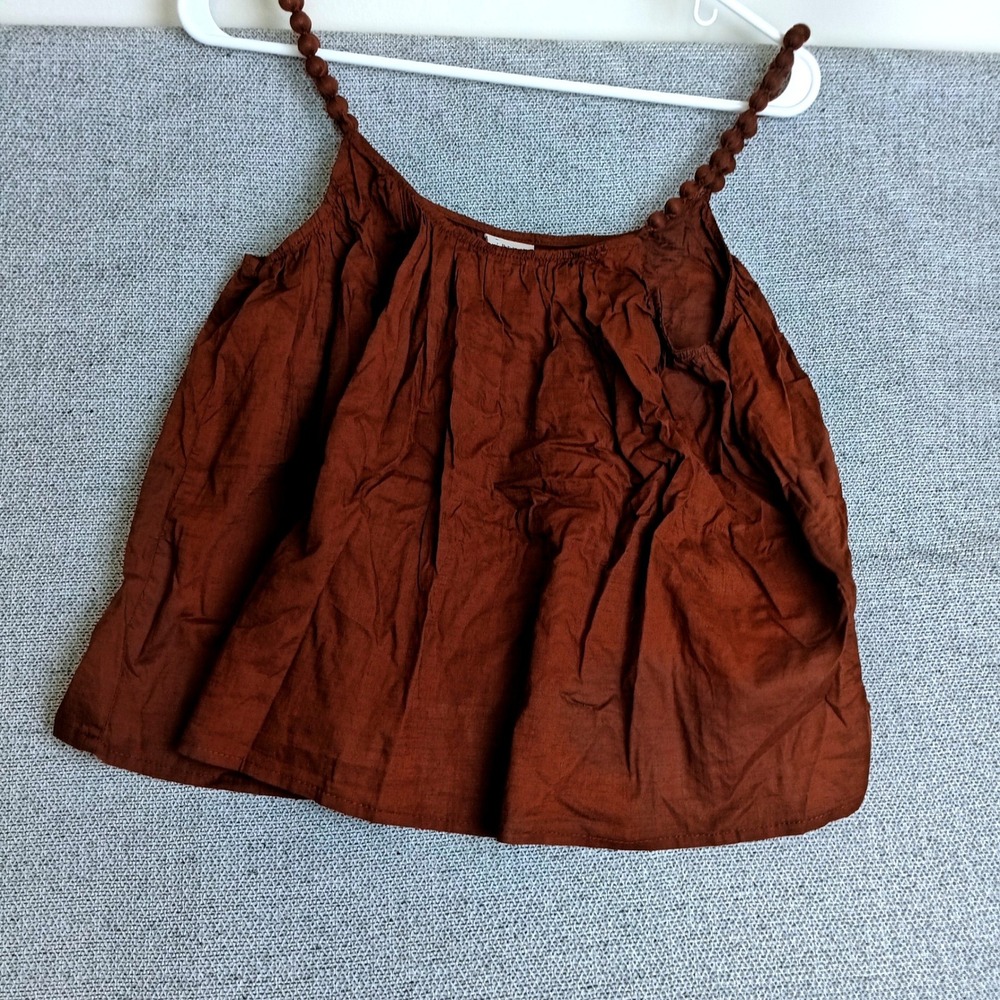 A New Day Camisole Womens XS Brown Excellent Beaded Strap Boho Cotton Top
